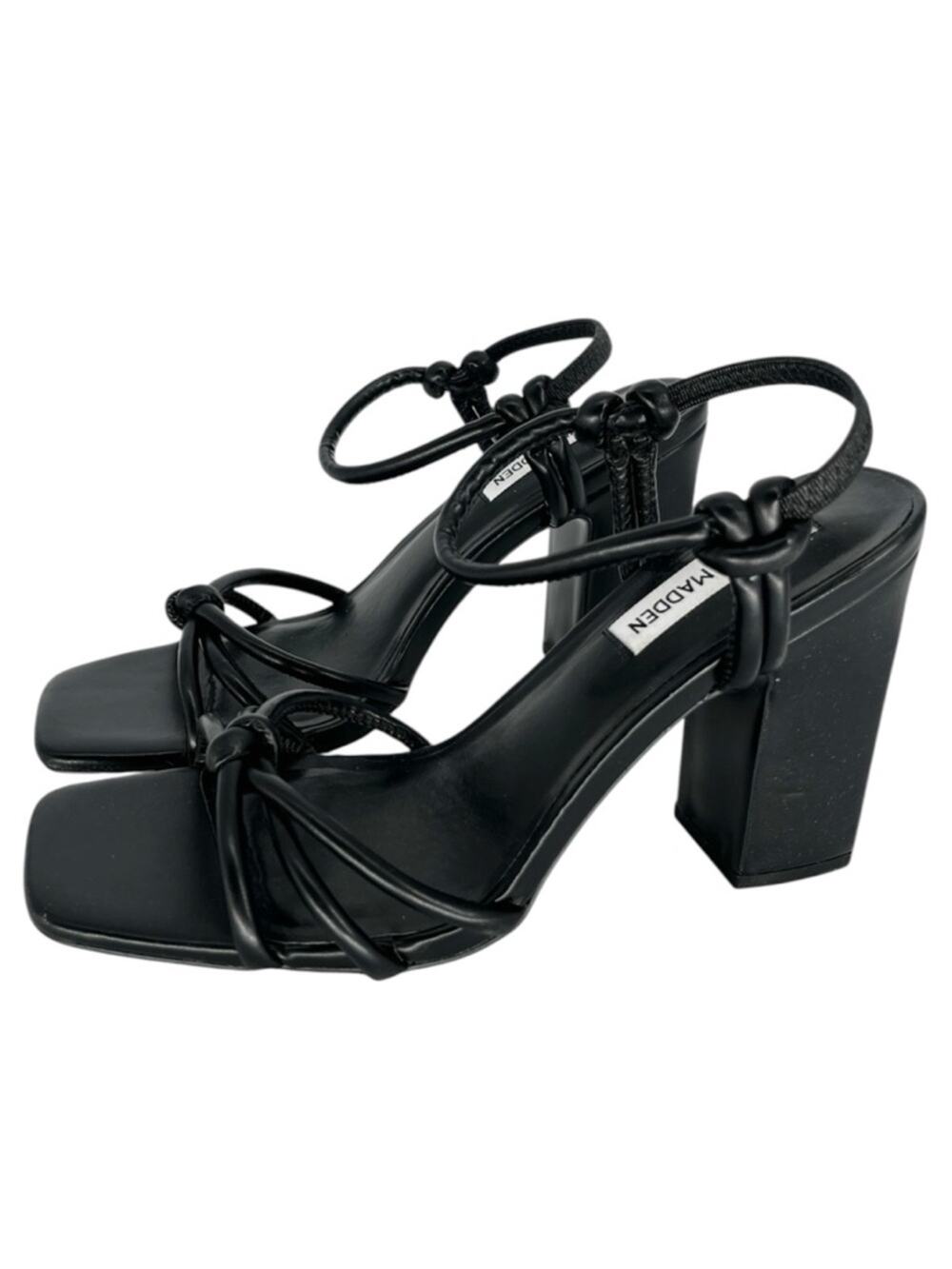 Steve Madden Tokio Strappy Knot Party Block Heels black NEW - 7.5